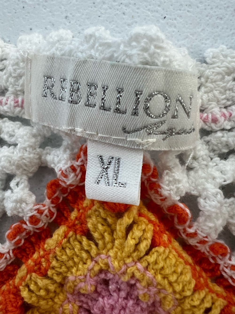 REBELLION White Crochet Floral Patchwork Crop Tank Top boho   XL - Picture 8 of 9